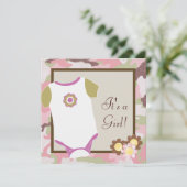 ピンクカモフラージベビーガールシャワー招待状 招待状 (スタンド正面)