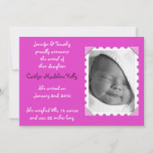 ピンクカモフラージベビーガール誕生発表 案内状 (裏面)