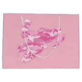 ピンクカモフラージュのスノーモービル ラージペーパーバッグ (裏面)