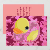 ピンクカモフラージュダッキー 招待状 (正面/裏面)
