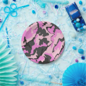 ピンクカモフラージュ紙プレート ペーパープレート (パーティー)