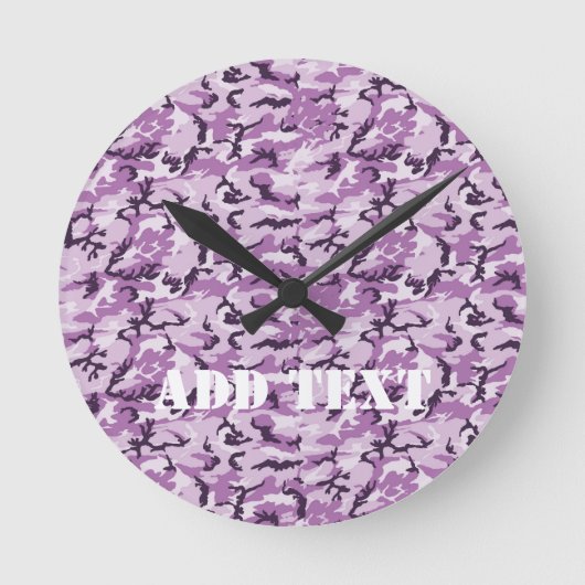 ピンクカモフラージュ軍隊パターン ラウンド壁時計 (正面)