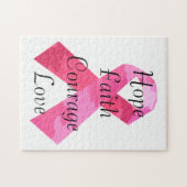 ピンクカモフラージリボン信仰パズル ジグソーパズル (横)