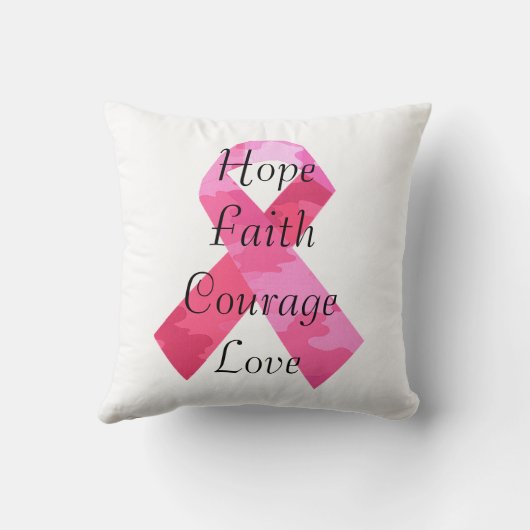 ピンクカモフラージリボン信仰装飾用クッション クッション (裏面)