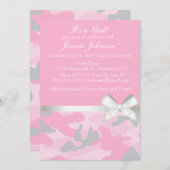 ピンクカモベイビーガールシャワー招待状 招待状 (正面/裏面)