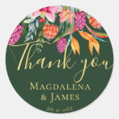 ピンクカラフルかわいらしがかったオレンジ色の熱帯の花が好き ラウンドシール (正面)