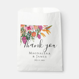 ピンクカラフルかわいらしがかったオレンジ色の熱帯花 フェイバーバッグ