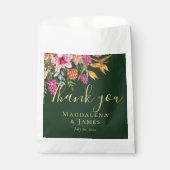 ピンクカラフルかわいらしオレンジグリーン熱帯花 フェイバーバッグ (正面)