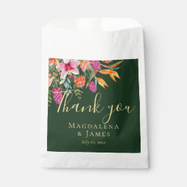 ピンクカラフルかわいらしオレンジグリーン熱帯花 フェイバーバッグ