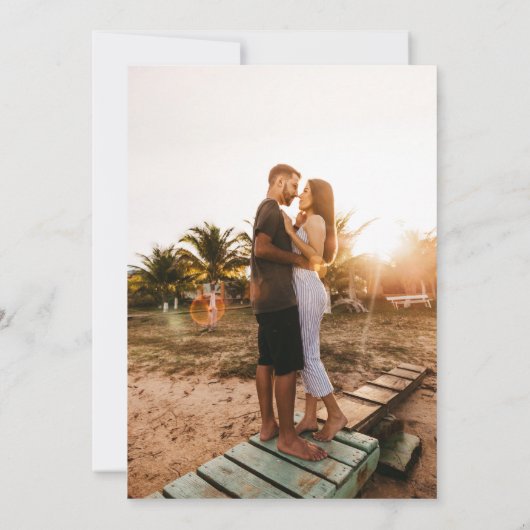 ピンクカラフルがかったオレンジ色の熱帯フローラ結婚写真 招待状 (裏面)