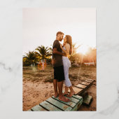 ピンクカラフルがかったオレンジ色の熱帯フローラ結婚写真 箔招待状 (裏面)