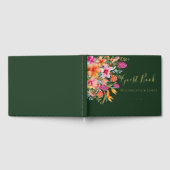 ピンクカラフルがかったオレンジ色の熱帯結婚花 ゲストブック (全面)