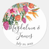 ピンクカラフルがかったオレンジ色の熱帯結婚花 ラウンドシール (正面)