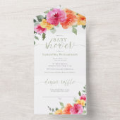 ピンクカラフルがかったオレンジ色の牡丹 オールインワン招待状 (内側)