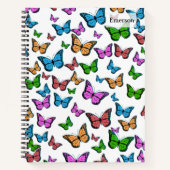 ピンクカラフルがかった紫色の青い蝶の品種 ノートブック (正面)