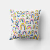 ピンクカラフルとイエローのかわいいレインボーパターン クッション (裏面)