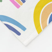 ピンクカラフルとイエローのかわいいレインボーパターン フリースブランケット (角)