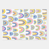 ピンクカラフルとイエローのかわいいレインボーパターン ラッピングペーパーシート (正面)