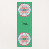 ピンクカラフルとグリーンパステルマンダラ ヨガマット (正面)