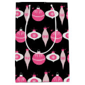 ピンクカラフルとブラックのクリスマスラッピング紙 ミディアムペーパーバッグ (正面)