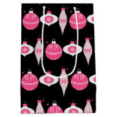 ピンクカラフルとブラックのクリスマスラッピング紙 ミディアムペーパーバッグ (裏面)