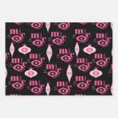 ピンクカラフルとブラックのクリスマスラッピング紙 ラッピングペーパーシート (正面)