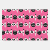 ピンクカラフルとブラックのクリスマスラッピング紙 ラッピングペーパーシート (正面2)