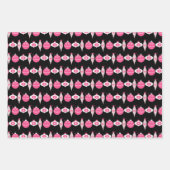 ピンクカラフルとブラックのクリスマスラッピング紙 ラッピングペーパーシート (正面)