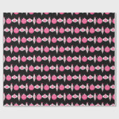 ピンクカラフルとブラックのクリスマスラッピング紙 ラッピングペーパー (フラット)