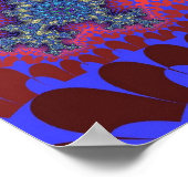 ピンクカラフルとライトブルーのフラクタル ポスター (角)