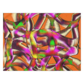 ピンクカラフルと彫られた曲がった切り出し テーブルクロス (正面(横))