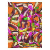 ピンクカラフルと彫られた曲がった切り出し テーブルクロス (正面)