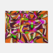ピンクカラフルと彫られた曲がった切り出し ドアマット (正面)