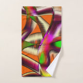 ピンクカラフルと彫られた曲がった切り出し バスタオルセット (ハンドタオル)