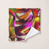 ピンクカラフルと彫られた曲がった切り出し バスタオルセット (ウォッシュタオル)