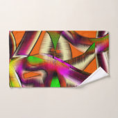 ピンクカラフルと彫られた曲がった切り出し バスタオルセット (ハンドタオル)