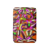 ピンクカラフルと彫られた曲がった切り出し バスマット (正面縦)