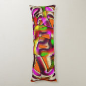 ピンクカラフルと彫られた曲がった切り出し ボディピロー (裏面 (縦))