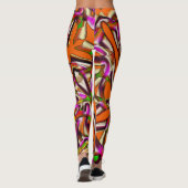 ピンクカラフルと彫られた曲がった切り出し レギンス (裏面)