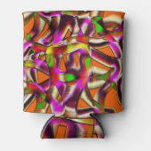 ピンクカラフルと彫られた曲がった切り出し 缶クーラー (正面)