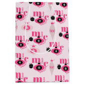 ピンクカラフルと白のクリスマスラッピング紙 ミディアムペーパーバッグ (正面)