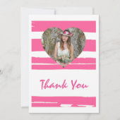 ピンクカラフルと白の水彩写真のグラデーション 招待状 (正面)