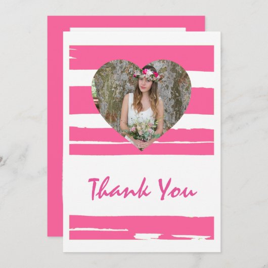 ピンクカラフルと白の水彩写真のグラデーション 招待状 (正面/裏面)