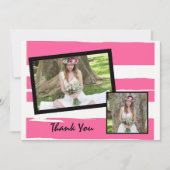 ピンクカラフルと白の水彩写真 招待状 (正面)