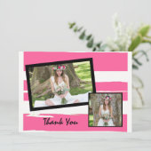 ピンクカラフルと白の水彩写真 招待状 (スタンド正面)