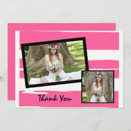 ピンクカラフルと白の水彩写真 招待状