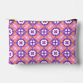 ピンクカラフルと紫のスタイルスペインのタイルパター アクセサリーポーチ
