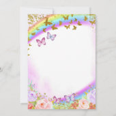 ピンクカラフルと紫の蝶誕生日 招待状 (裏面)