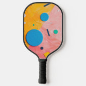 ピンクカラフルと黄色の円 ピックルボールラケット (裏面)
