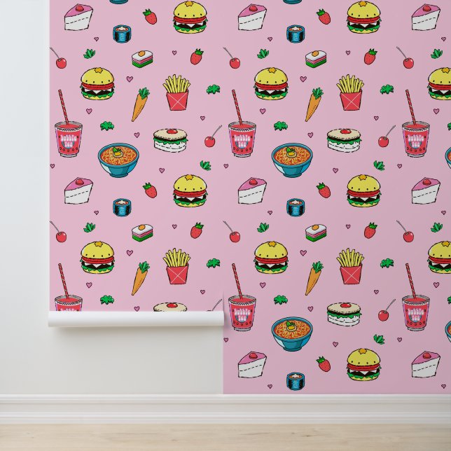 ピンクカラフルに可愛いフードパターン 壁紙 (アプリケーション)